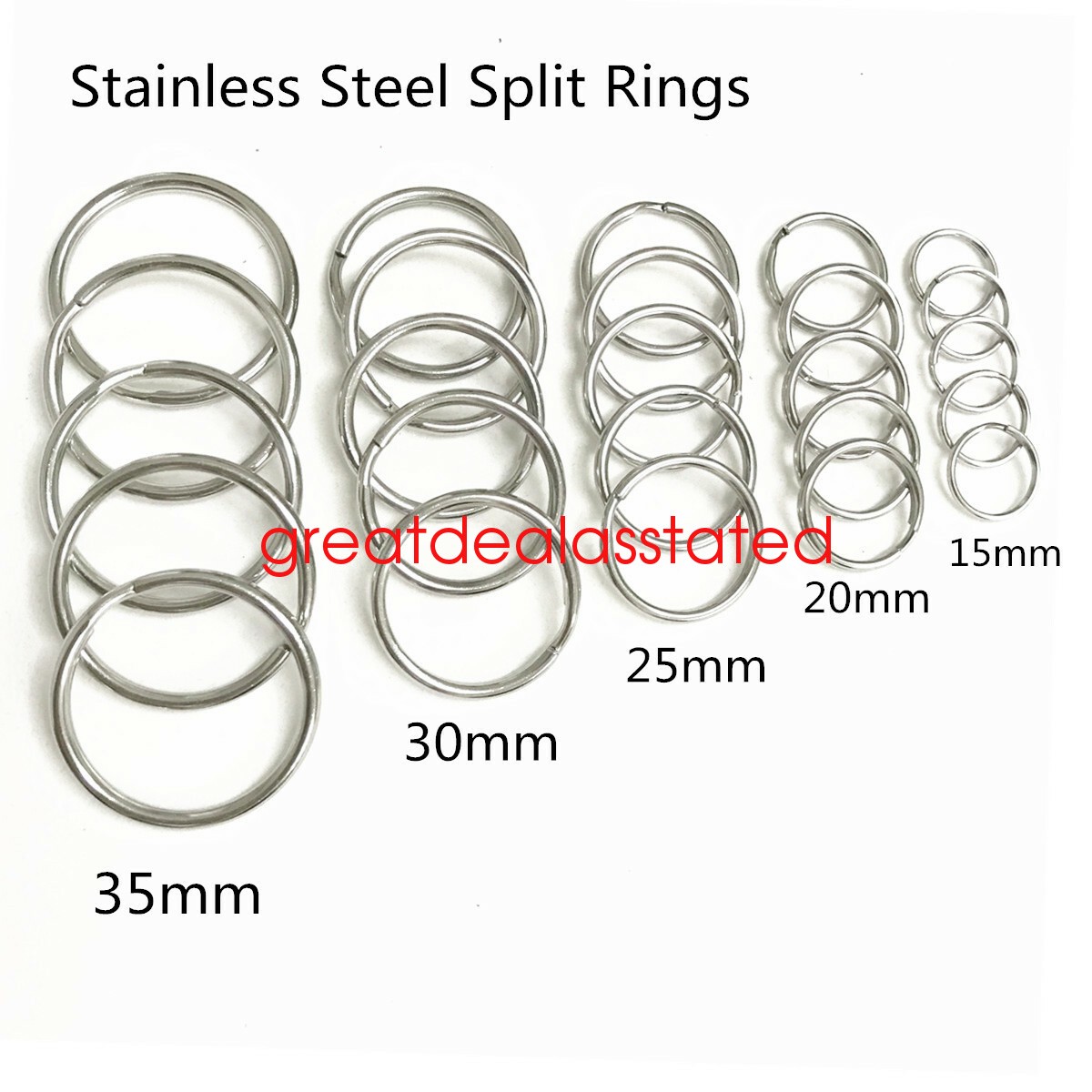 Stainless Steel Keyring Split Key Rings Blanks 15-35mm Metal Loop Key chain U