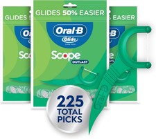 Oral-B Glide Mint Dental Floss Picks with Long Lasting Scope Flavor, 3-Pack, 225