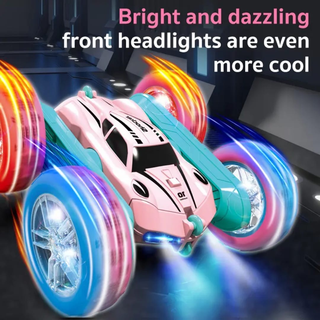 Remote Control Stunt Car with LED Lights &ndash; Double-Sided 4WD Off-Road RC Track
