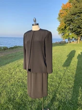 MARK HEISTER 3 Pc Black Suit  Jacket Skirt Top 100% Silk All Fully Lined CLASSY