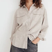 Madewell Donegal Flannel Kentwood Oversize Shirt Jacket Women Sz L Outdoor Cabin