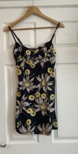 ASOS Floral Mini Dress UK 8 Black Yellow Daisy Cami Sun Dress Twist Bust Summer