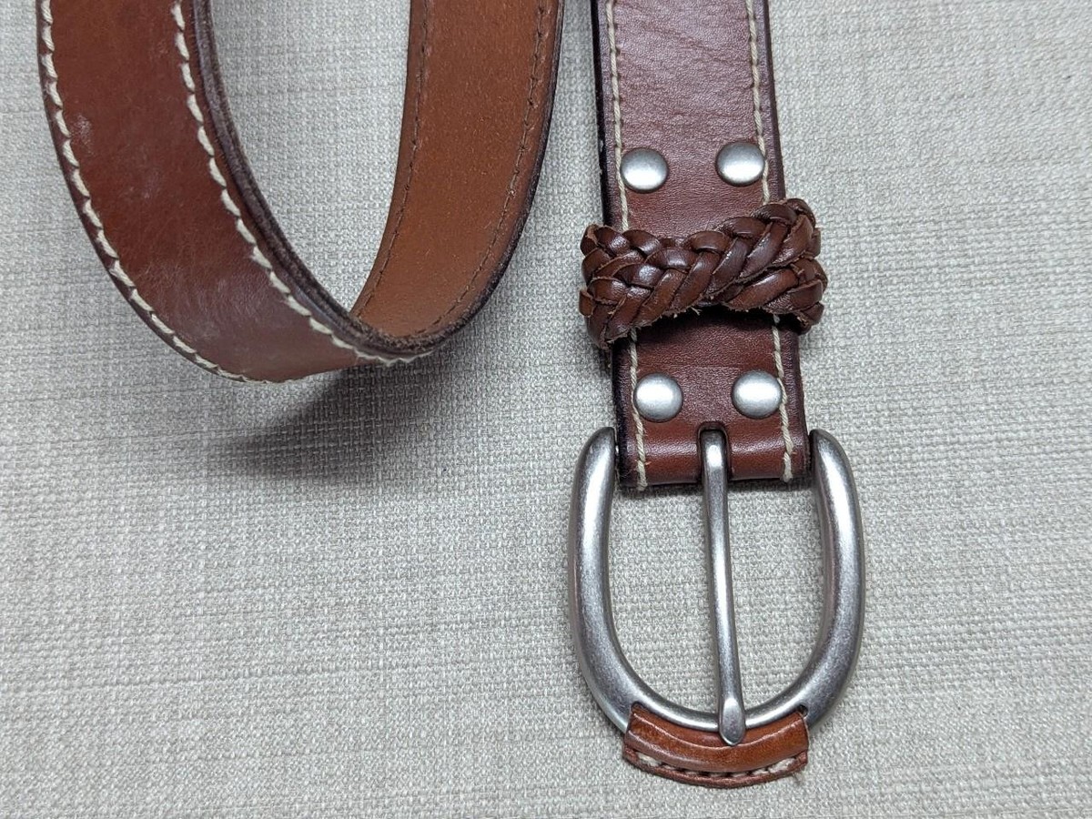 vintage FOSSIL genuine leather 38 brown belt Y2K cowhide 