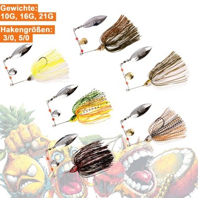 Inzite Rotator Spinnerbait 6 Farben 10-21g Doppelspinnblatt & Skirt Zite Fishing