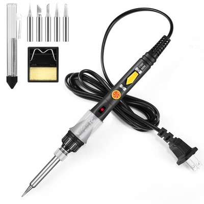 60W Adjustable Temperature Soldering Iron Kit Electronics 8in1 5 PCS Tips
