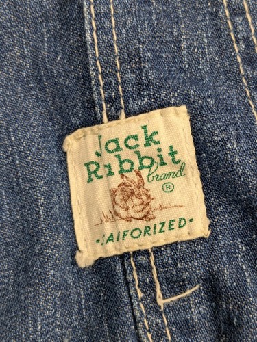 Vtg 1950s Jack Rabbit Dark Denim Low Back Overalls Measure 34x28 Sanforized A121 - Picture 6 of 18