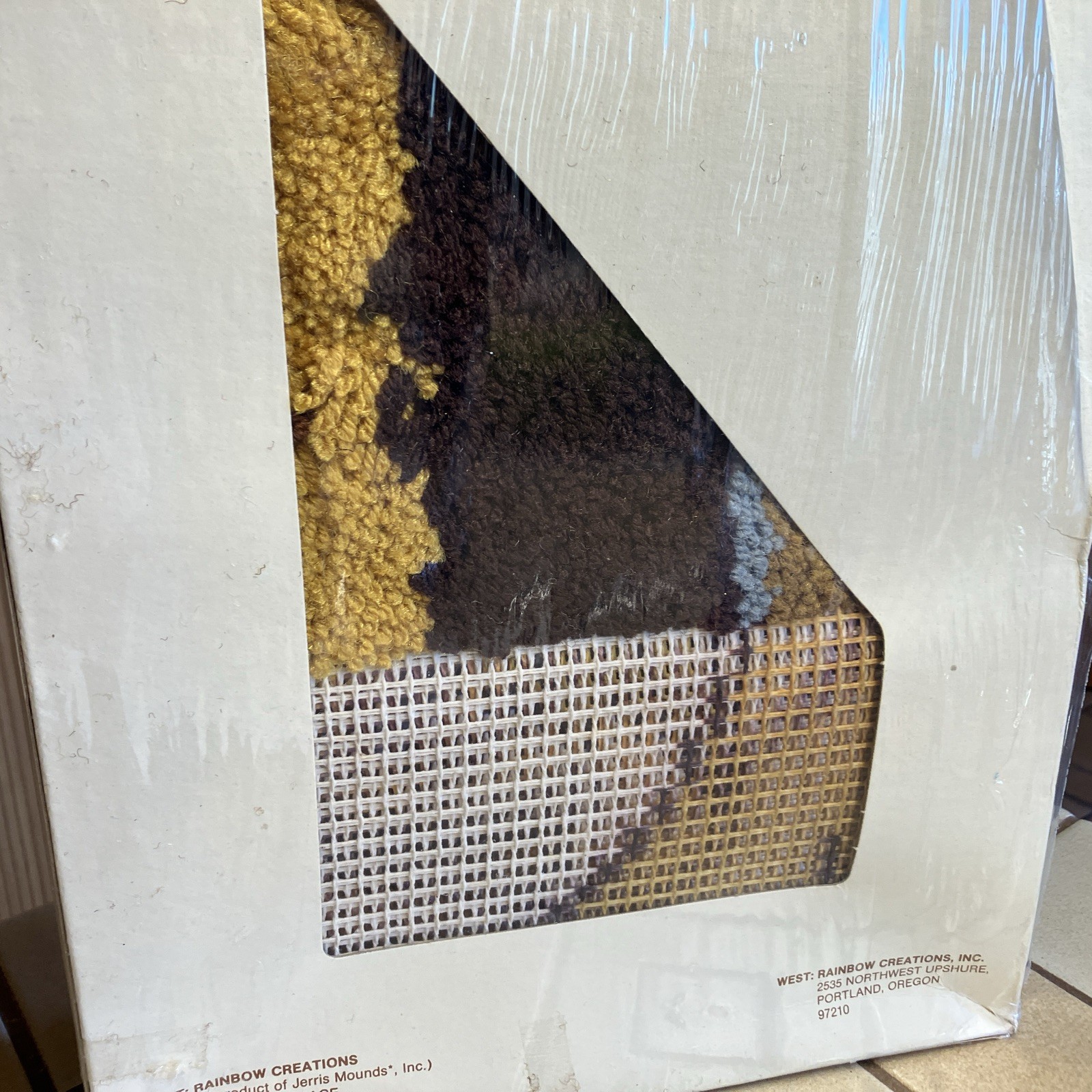 VINTAGE RAINBOW CREATIONS LATCH HOOK KIT "MUSHROOMS" 20" X 27" NEW  SEALED BOX