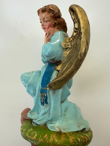 Vtg Fontanini Italy Paper Mache Angel in Blue 12" Nativity - 第 4/8 張圖片