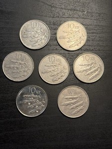 Iceland 10 Krónur Coin Lot 7 Mixed Years 1981-2006 Aluminum-Bronze, Cu-Ni