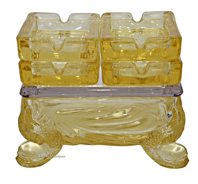Cambridge Caprice Mandarin Gold No. 1713 - 6 Piece Cigarette Box and Ashtrays