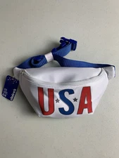 Claire’s USA American Patriotic White Fanny Pack Shoulder Hip Bag New NWT
