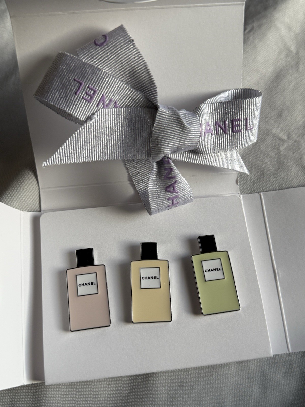 CHANEL Authentic Perfume Bottle Pins VIP Gift Set of 3