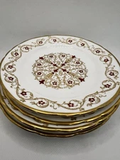 4 TUSCAN FINE  BONE CHINA plate RICHELIEU ENGLAND bread 6.5" desert red gold