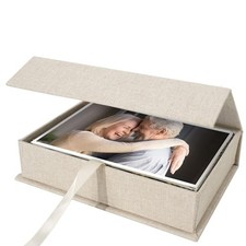 5x7 Photo Storage Box, Linen Organizer for Photos and Keepsakes, Beige 5" X 7"
