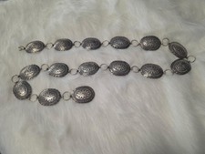 Vintage 1980s Sterling Silver Concho Belt Stamped DW Navajo 46in