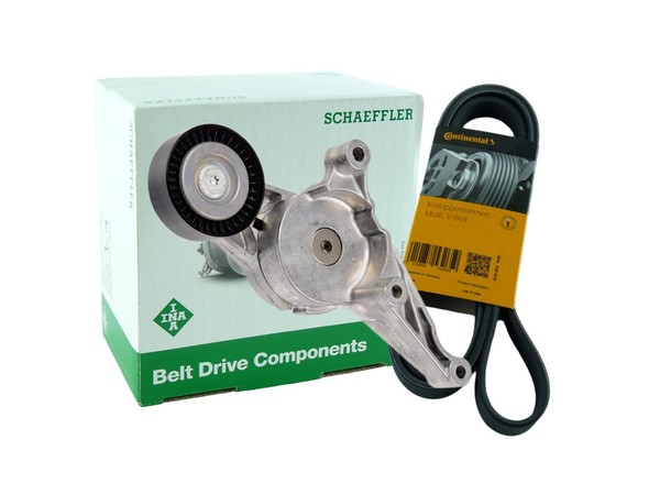 Conti Keilrippenriemen & INA Riemenspanner Audi A3 VW Golf 5 Plus 1.9 2.0 TDI-image