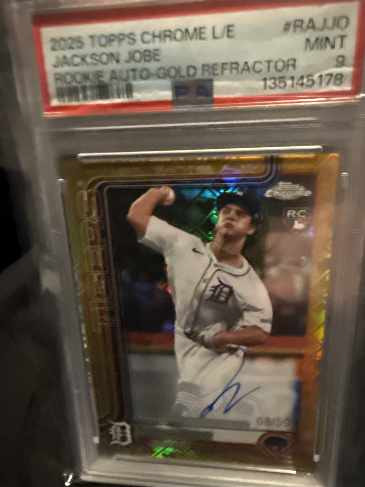 2025 TOPPS CHROME LOGOFRACTOR  RC AUTOS #RAJJO JACKSON JOBE 08/50 PSA 9 Tigers