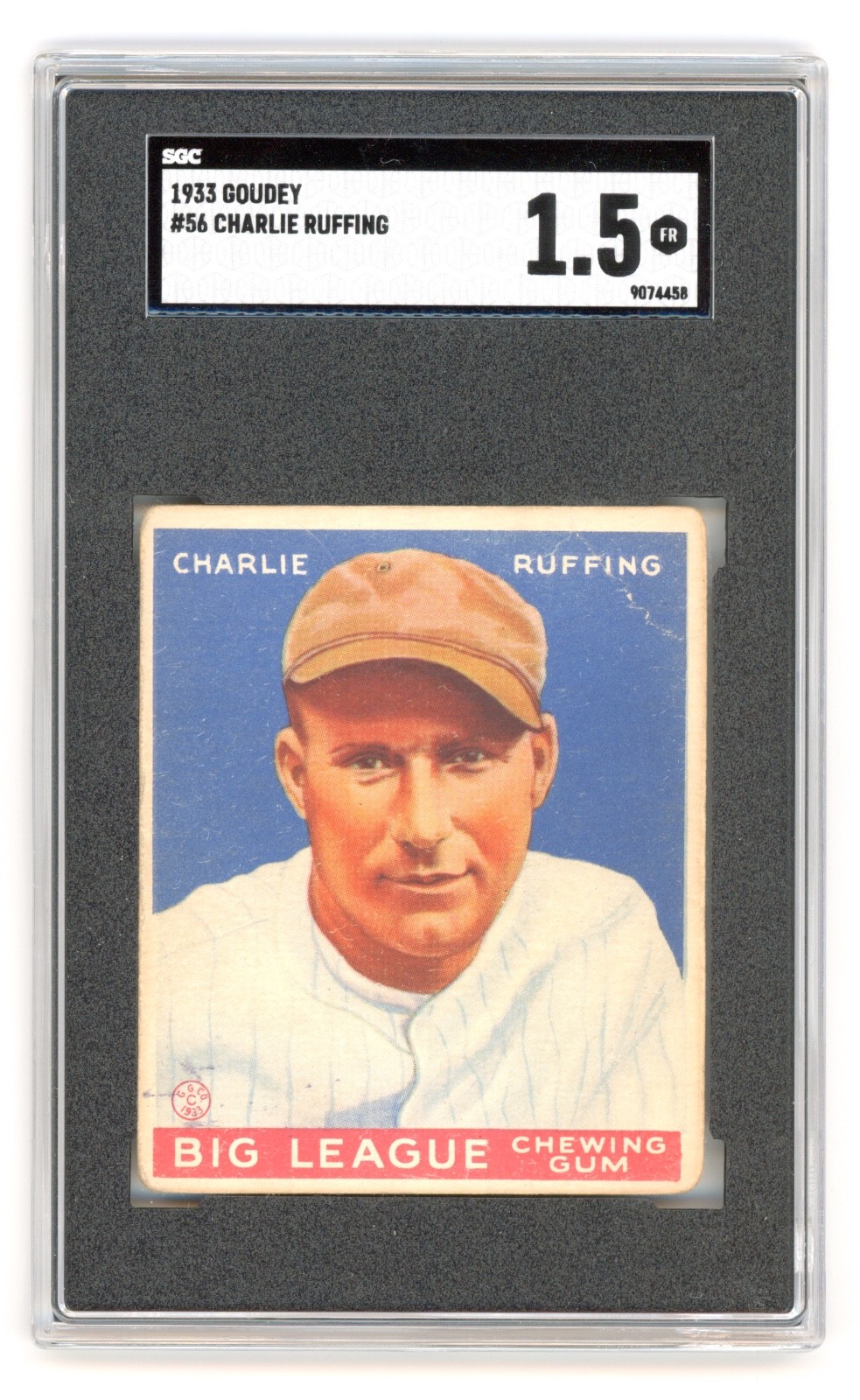 1933 Goudey Baseball Card #56 CHARLIE "RED" RUFFING New York Yankees SGC 1.5