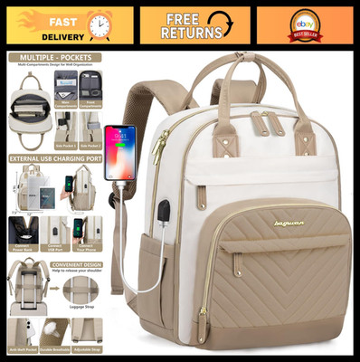 15.6'' Laptop Backpack for Women - Waterproof Travel Bag with USB Charger, Anti-T