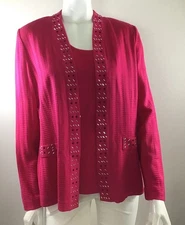 Ming Wang Pink Knit Cardigan Tank Top Set  Career , S