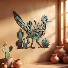 Roadrunner Metal Wall Art, Southwest Desert Decor, Cactus Wall Art