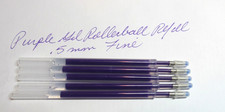 LOT of 5 Replacement Refills for Rollerball Pen- Gel Ink FINE, PURPLE