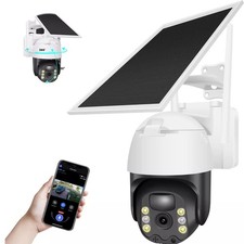 Solar Battery Powered Wireless WiFi Outdoor Pan/Tilt Home Security Camera System