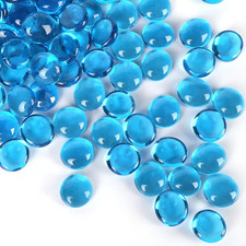 1LB Light Blue Flat Glass Marbles, Glass Pebbles Vase Fillers for Centerpieces,