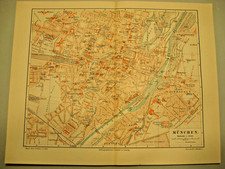 M&uuml;nchen Stadtplan u.a. 2 Karten von 1897 Original antike Lithographien