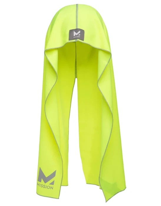 Mission Cooling Hoodie Towel Yellow HydroActive Wet to Cool Tech UPF 50 Headwear - Image 3 of 3