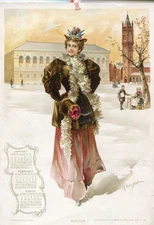 Calendars / Victorian Women Chromolithograph Calendar 1896