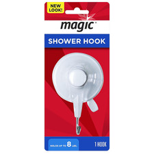 Magic Shower and Bathtub Suction Hook in White/ Metal