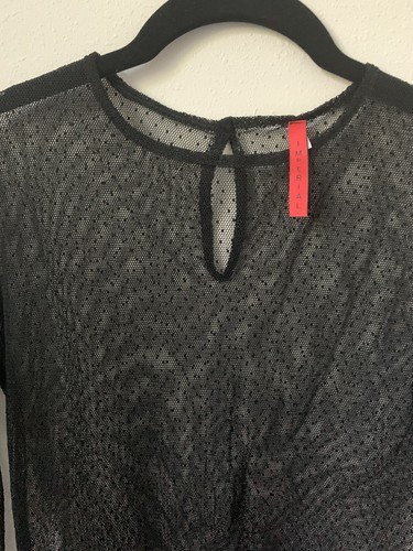 Women’s IMPERIAL Sexy Long Sleeve Mesh Black Top Blause Size S - Picture 3 of 4