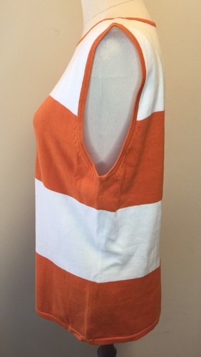 TN by TRENT NATHAN Size XL Orange/ White Stripe Cotton Sleeveless Tank Vest Knit - Picture 2 of 5