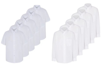 Schulshirts 5er Pack Langarmshirt weiß Alter 3-17 Schulblusen Mädchen