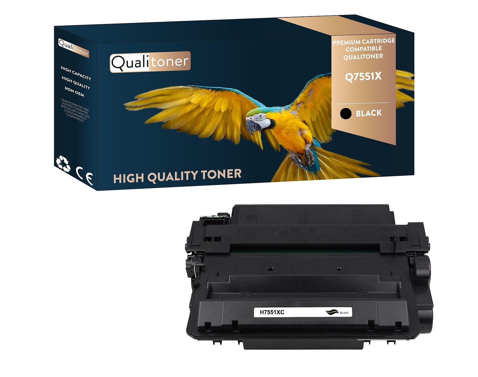 Toner Q7551X noir compatible Qualitoner pour éviter les lignes d'impression