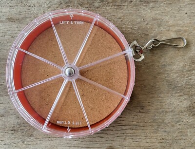 Dial Fly Box Scotchline DB-300 Red Cork Bottom 4.5'' Diameter Snap Clip
