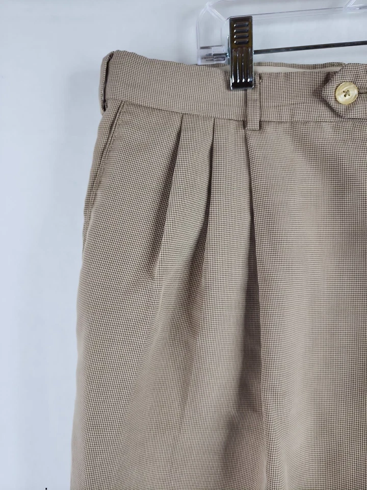 Pantalones de golf Byron Nelson beige a cuadros plisados con puños para hombre 38 x 34 Foto 2 de 4