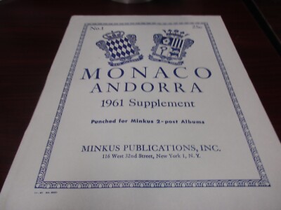 ''MINKUS''  1961  SUPPLEMENT MONACO ANDORRA  #1  W/FREE SHIPPING!!!
