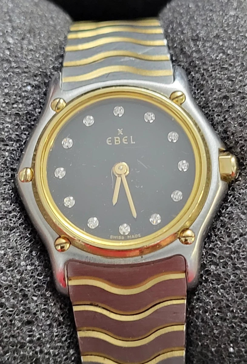 Ebel Classique Diamond Dial 18k Gold Bezel 4 Jewels 1157111 Quartz Ladies Watch