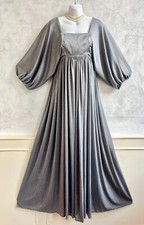 Vintage 1970's Peter Barron Silver Sparkle Pre-Raphaelite Boho Occasion Dress 8