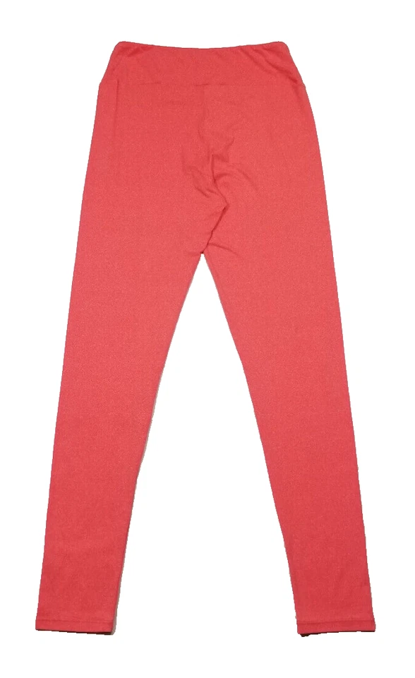 Lularoe 女式均码霓虹橙色打底裤 Heather 中腰弹力聚酯纤维 — 第 2/4 张图片