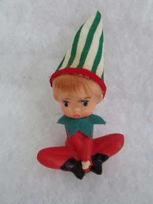 Vintage Christmas~ Pixie Elf Ornament~ plastic Legs~ Japan