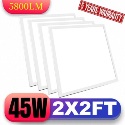 4Pack 2x2FT LED Flat Panel Light 5800LM 45W 5500K Dimmable Drop Ceiling Office