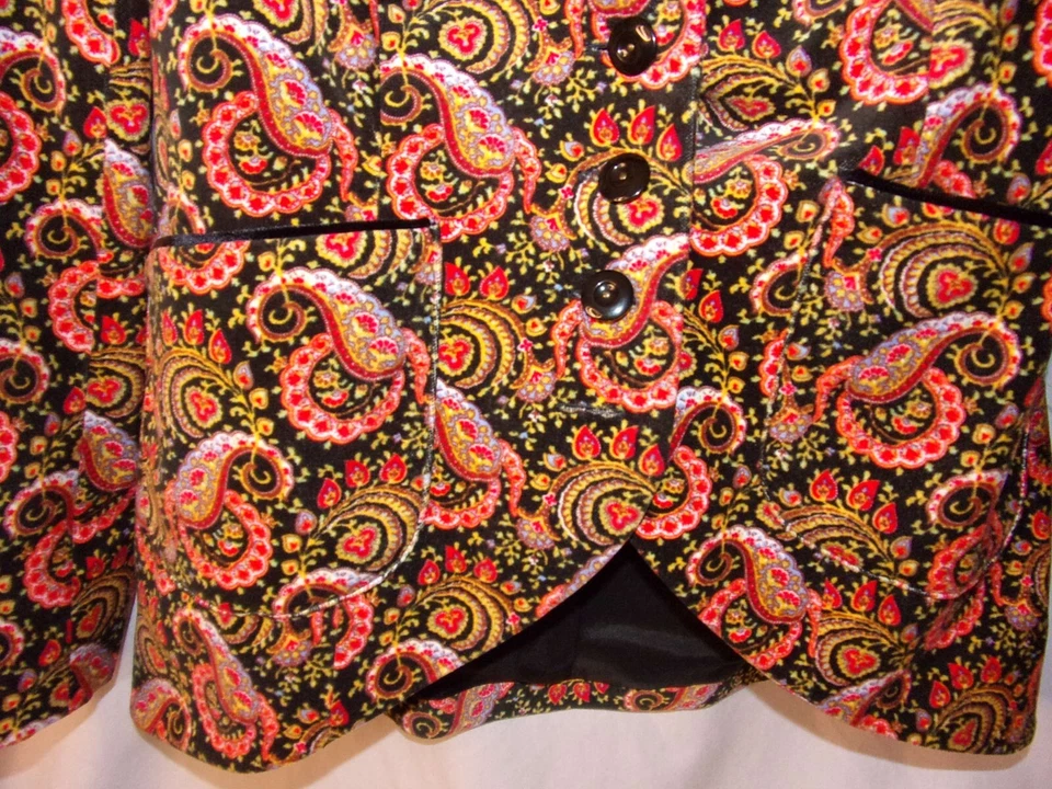 Chaqueta Blazer J. Peterman Terciopelo Sastre Floral Paisley Remolino Tema Talla 6 En muy buena condición Foto 3 de 4