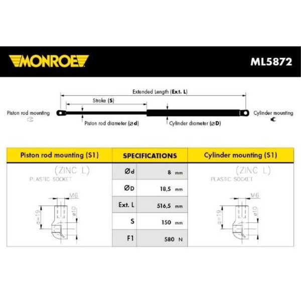 Monroe Gasfeder DäMpfer Heckklappe 580 N FüR Land Rover Range Iii Lm Lm-image