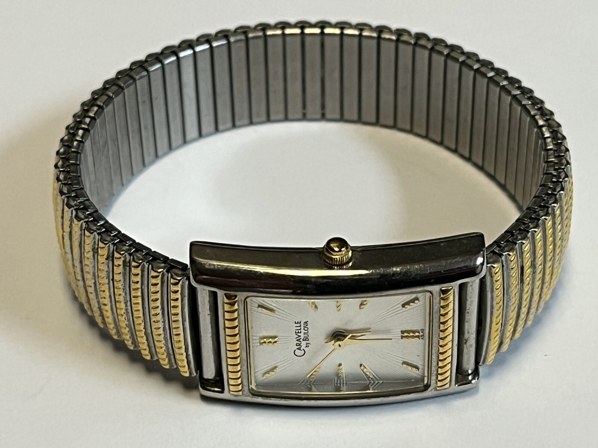 Caravelle by Bulova watch two tone stretch bracelet C876748 Retro Two Tone Watch Caravelle by Bulova Quartz Silver and  main image 3