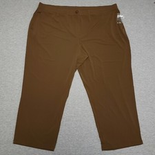Susan Graver Pant 3XP Driftwood Brown Liquid Knit Elastic Pull-On Pockets NEW