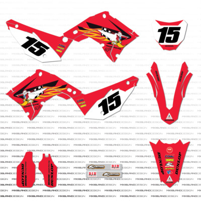 Graphics Kit for Honda Polisport Restyle CR 125/250 (02-07) Woody Series - Red