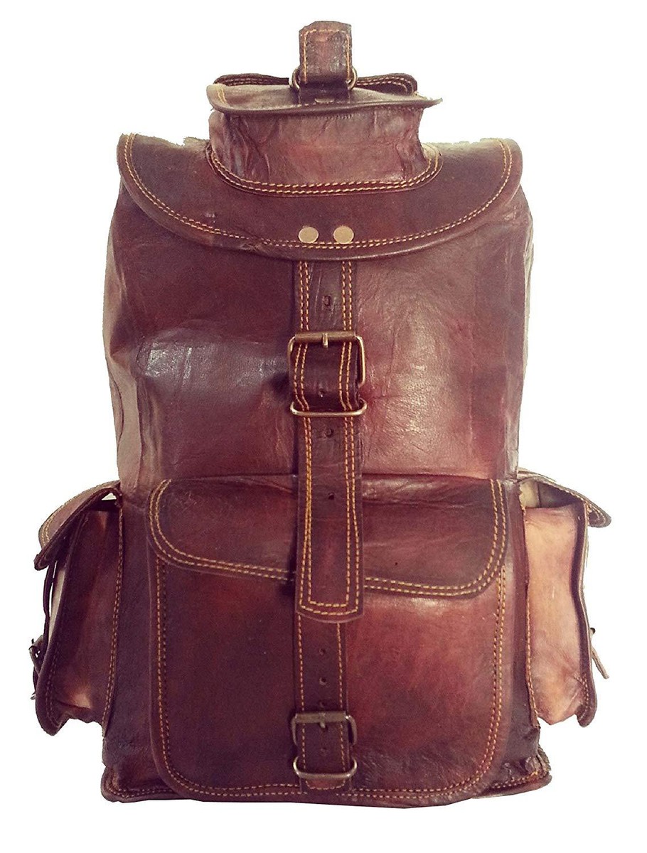 16/18/20 Inch Handmade Leather Vintage Style Backpack For Men Women College  Bag